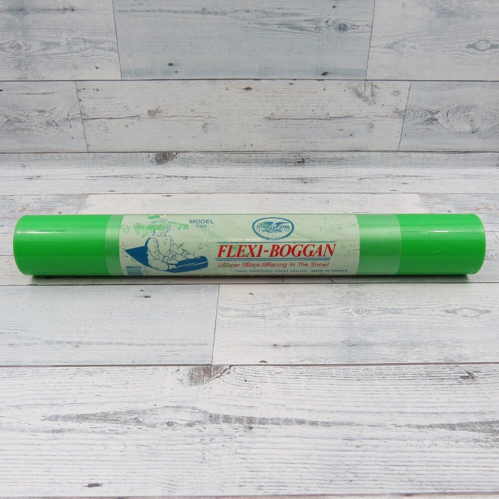 Vintage Flexi Boggan Green Slick Snow Sled Flexible Flyer F203